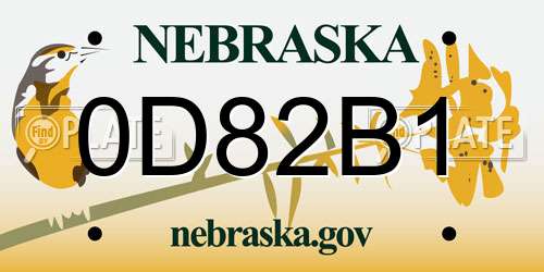 0D82B1 Nebraska License Plate