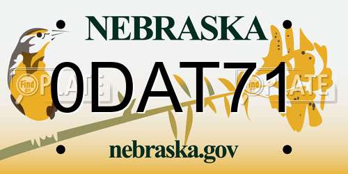 0DAT71 Nebraska License Plate