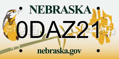 0DAZ21 Nebraska License Plate