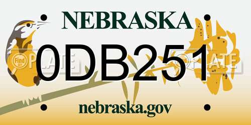 0DB251 Nebraska License Plate