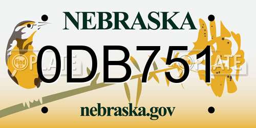 0DB751 Nebraska License Plate