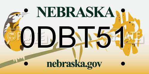 0DBT51 Nebraska License Plate