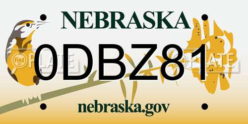 0DBZ81 Nebraska License Plate