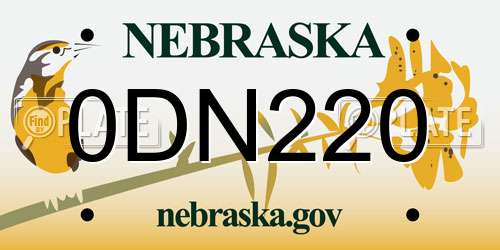 0DN220 Nebraska License Plate