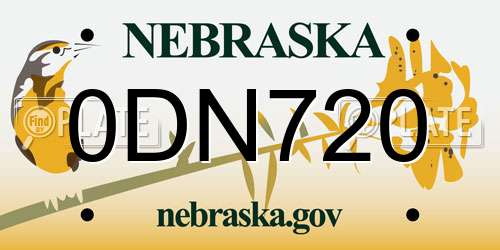 0DN720 Nebraska License Plate