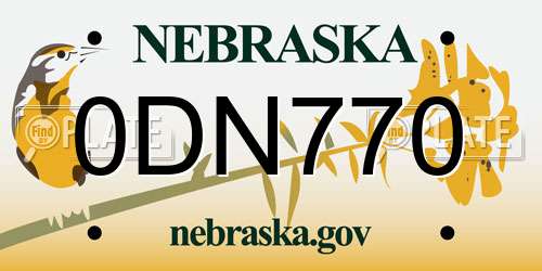 0DN770 Nebraska License Plate