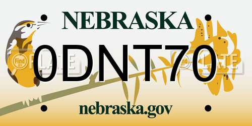 0DNT70 Nebraska License Plate