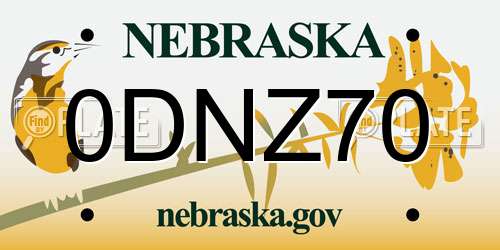 0DNZ70 Nebraska License Plate