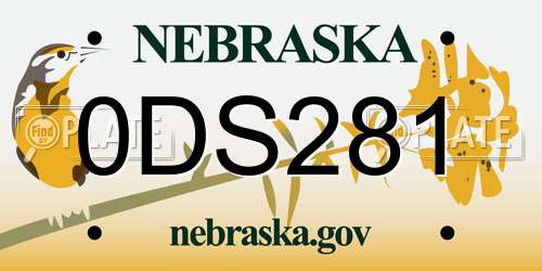 0DS281 Nebraska License Plate