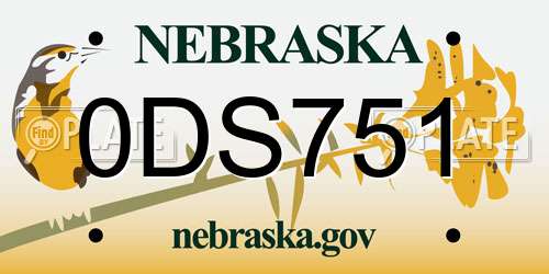 0DS751 Nebraska License Plate