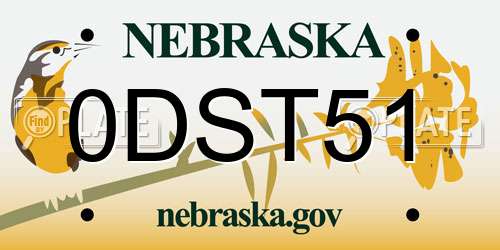 0DST51 Nebraska License Plate