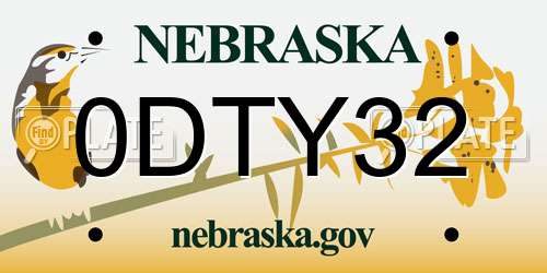 0DTY32 Nebraska License Plate