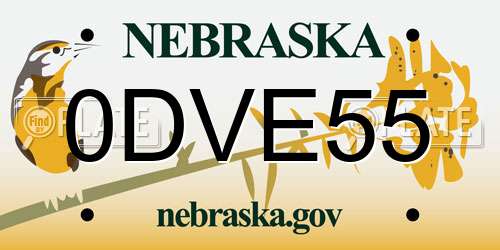 0DVE55 Nebraska License Plate