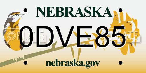 0DVE85 Nebraska License Plate