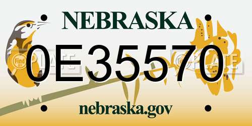 0E35570 Nebraska License Plate