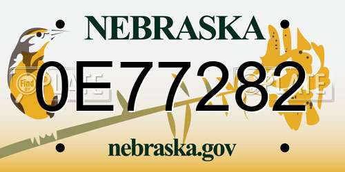 0E77282 Nebraska License Plate