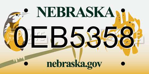 0EB5358 Nebraska License Plate