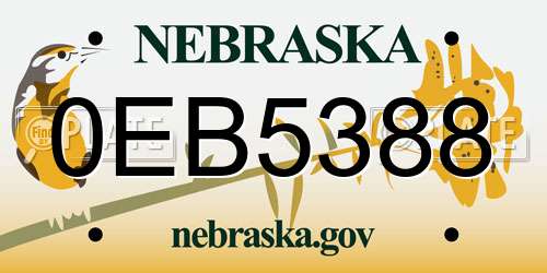 0EB5388 Nebraska License Plate