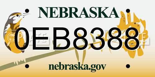 0EB8388 Nebraska License Plate