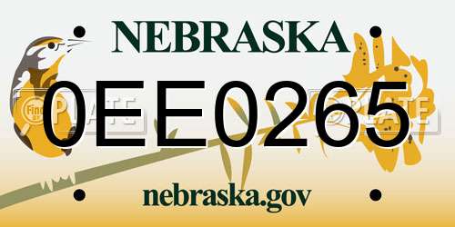 0EE0265 Nebraska License Plate