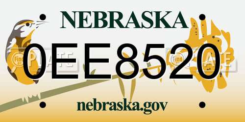 0EE8520 Nebraska License Plate