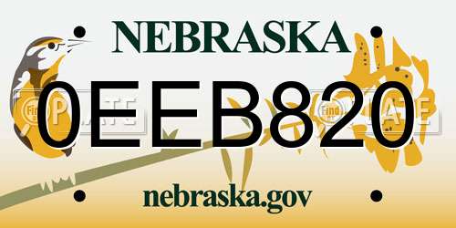 0EEB820 Nebraska License Plate