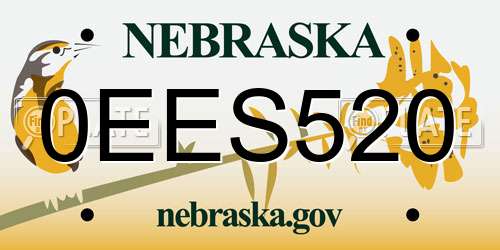 0EES520 Nebraska License Plate
