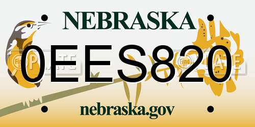 0EES820 Nebraska License Plate