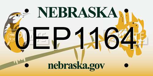 0EP1164 Nebraska License Plate