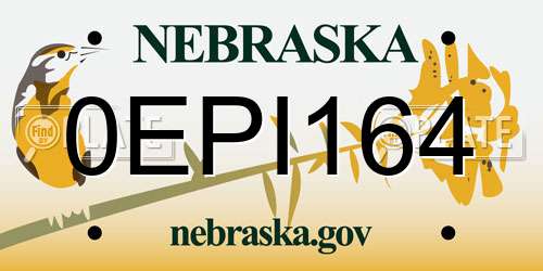 0EPI164 Nebraska License Plate