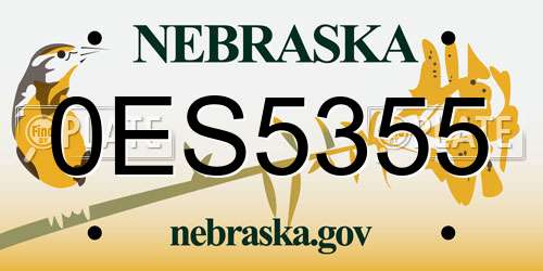 0ES5355 Nebraska License Plate