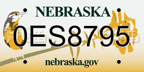 0ES8795 Nebraska License Plate