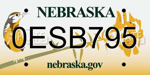 0ESB795 Nebraska License Plate