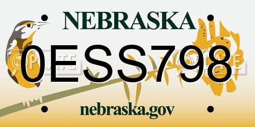 0ESS798 Nebraska License Plate