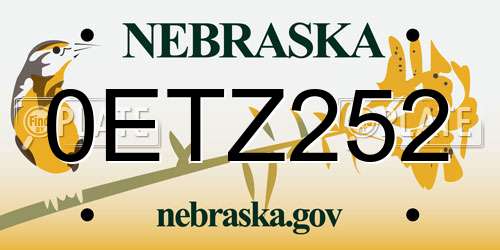 0ETZ252 Nebraska License Plate