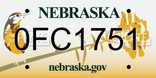 0FC1751 Nebraska License Plate