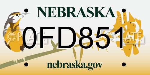 0FD851 Nebraska License Plate