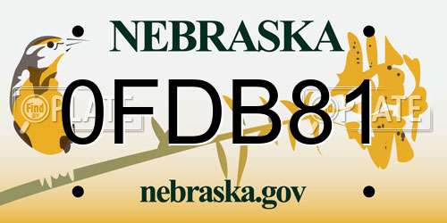 0FDB81 Nebraska License Plate