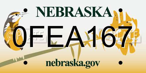 0FEA167 Nebraska License Plate