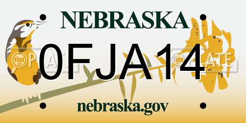0FJA14 Nebraska License Plate