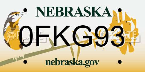 0FKG93 Nebraska License Plate
