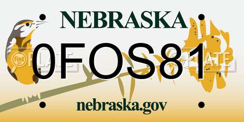 0FOS81 Nebraska License Plate