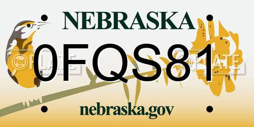 0FQS81 Nebraska License Plate