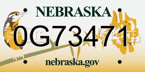 0G73471 Nebraska License Plate