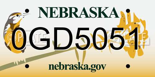 0GD5051 Nebraska License Plate