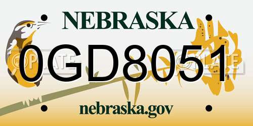 0GD8051 Nebraska License Plate