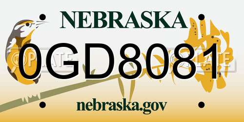 0GD8081 Nebraska License Plate