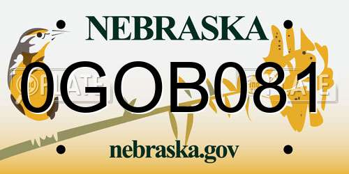 0GOB081 Nebraska License Plate