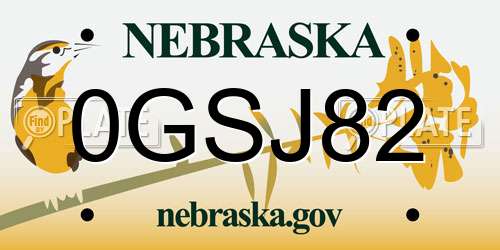 0GSJ82 Nebraska License Plate