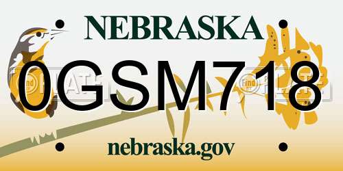 0GSM718 Nebraska License Plate